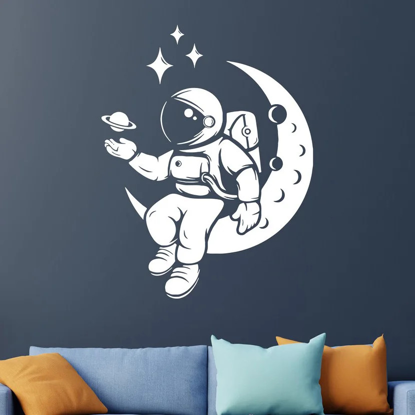 Astronaut Wall Decal Outer Space Astronaut Wall Stickers for Nursery ...
