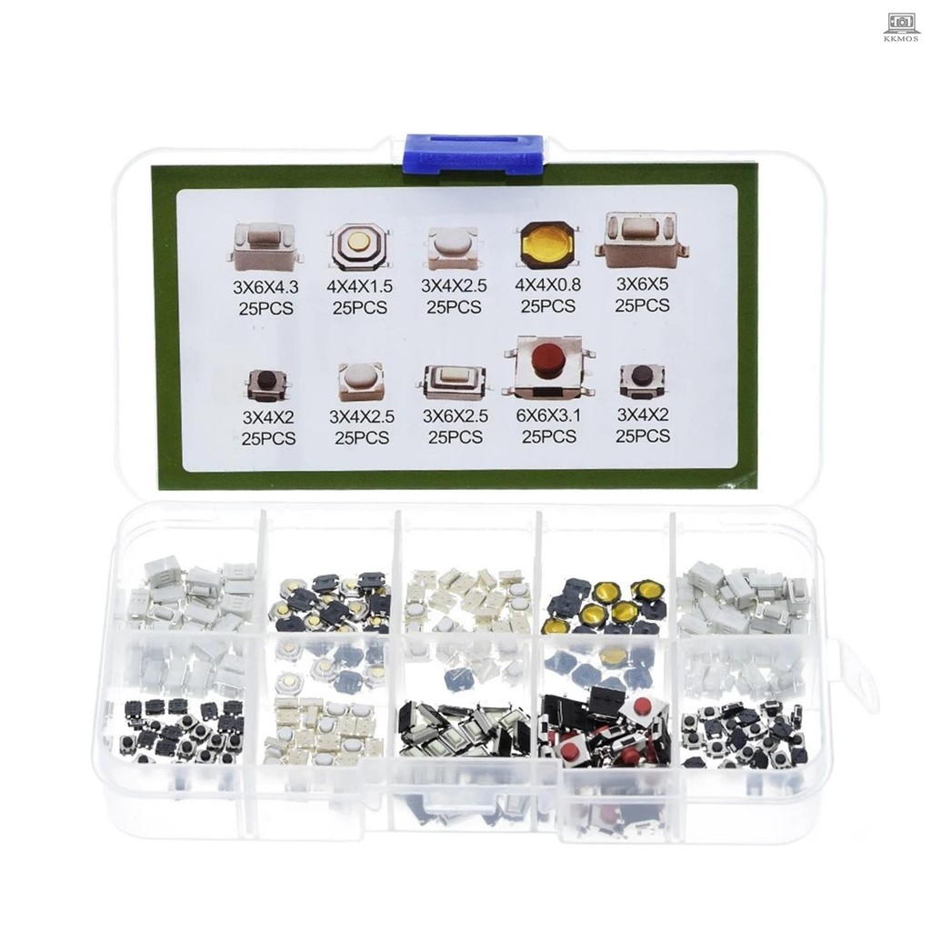 250Pcs 10-Types Tactile Push Button Switch Car Remote Control Keys ...
