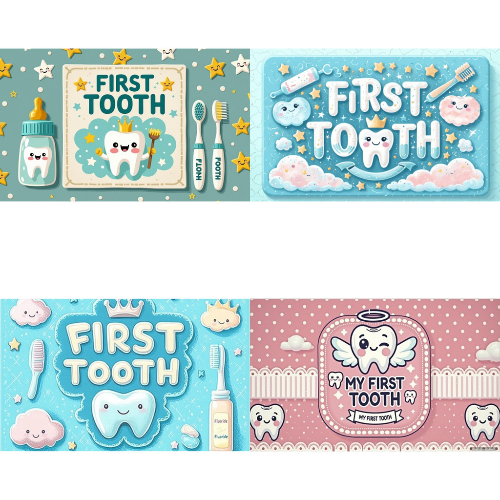 First Tooth for Boy Backdrop Cute Milk Tooth Blue Toothpaste Toothbrush ...