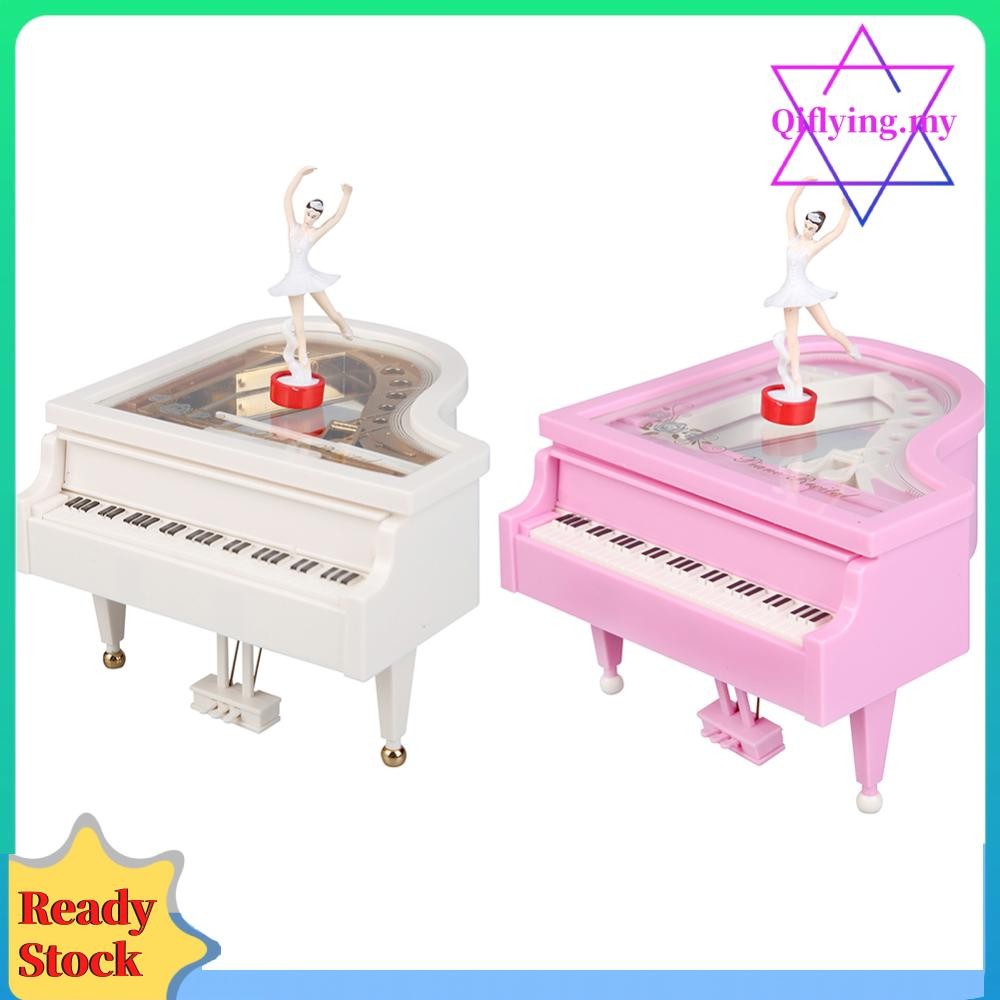 Romantic Classic Piano Model Dancing Ballerina Music Box Hand Crank ...