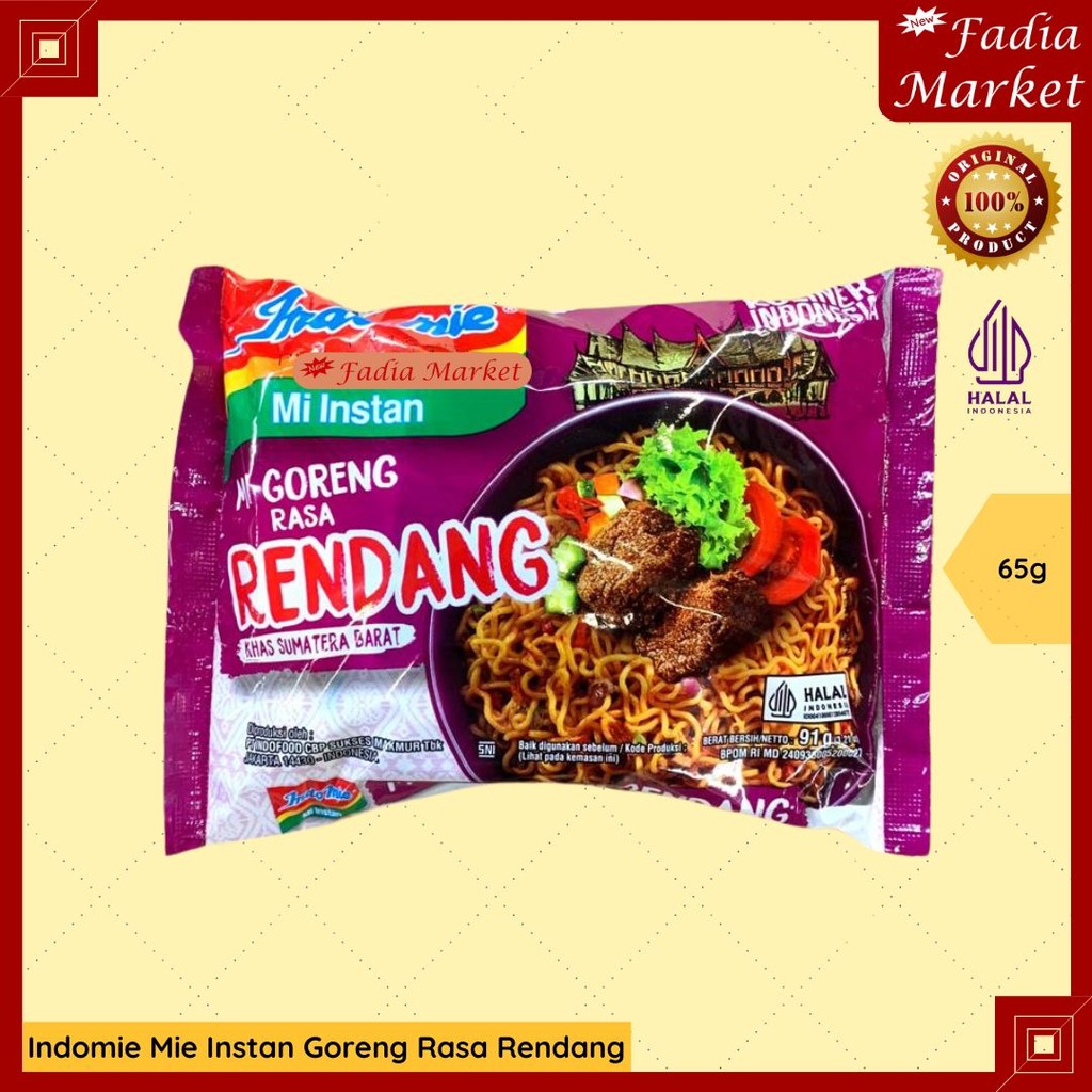 Indomie Fried Instant Noodles with Rendang Flavor 65g | Shopee Malaysia