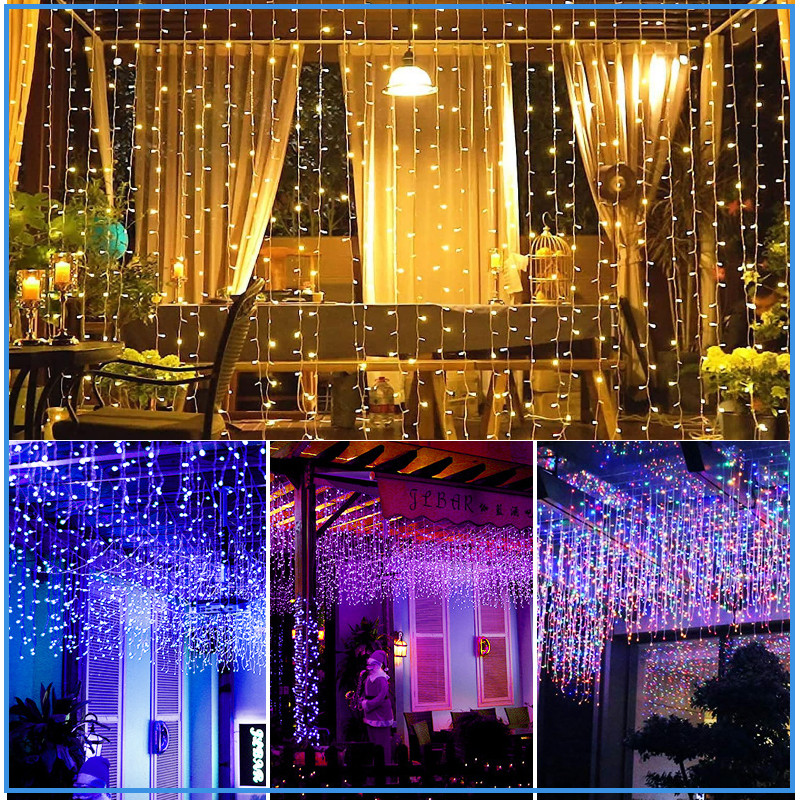 4M LED String Light Colorful 8 Modes Hanging Wall Window Curtain Fairy ...