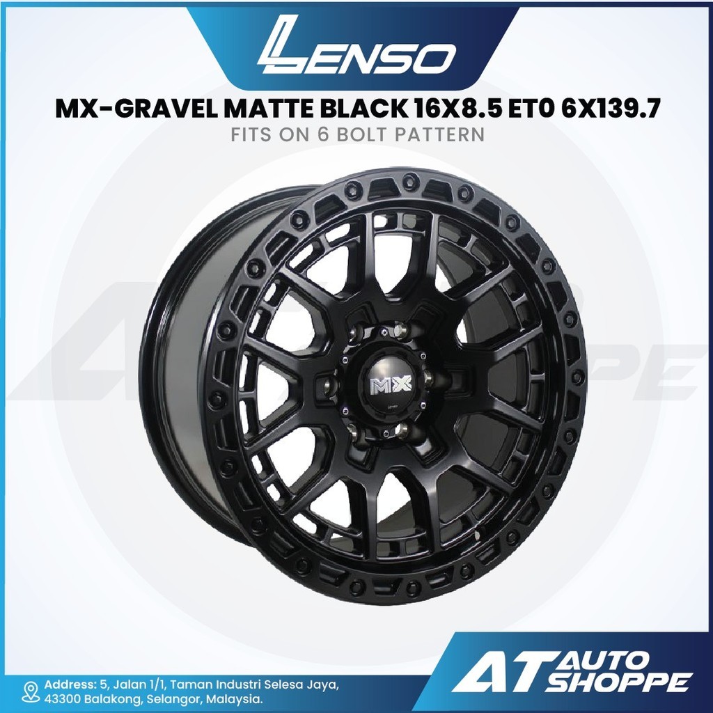 Lenso MX-Gravel Matte Black 16x8.5 ET0 6x139.7 (1 Piece) Rims 4x4 ...