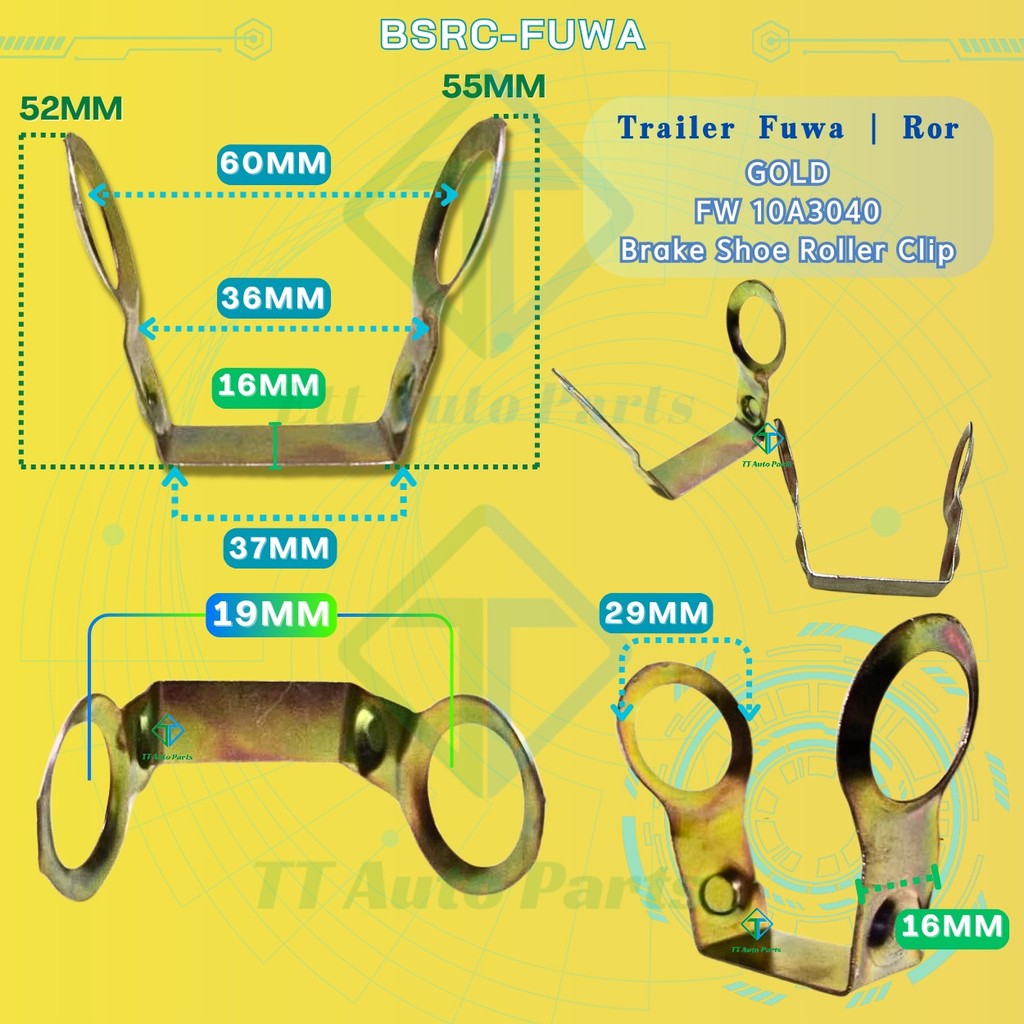 Brake Shoe Roller Clip (GOLD) / Penggelek Kasut Brek | Treler Fuwa, Ror ...