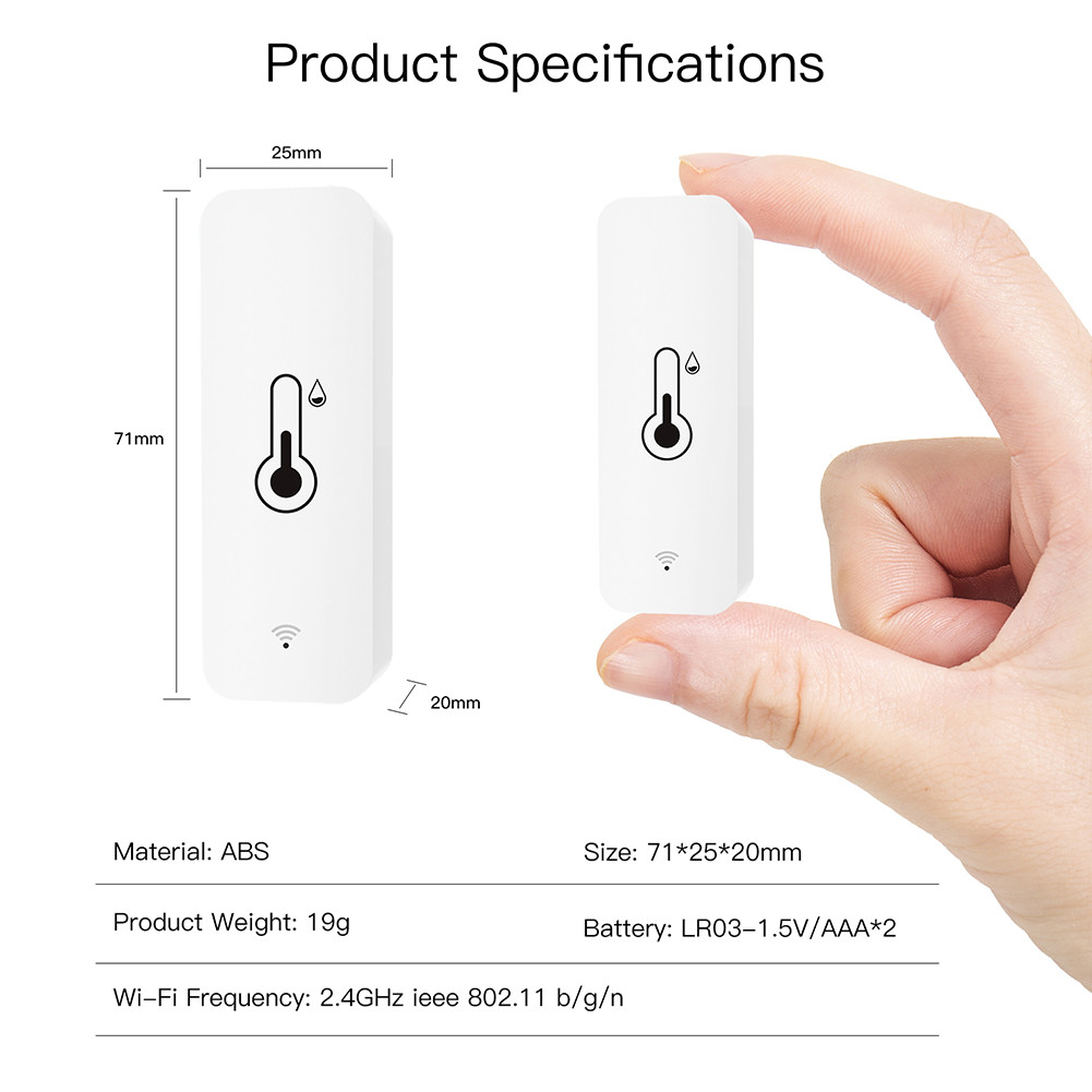 Tuya WiFi Smart Temperature And Humidity Sensor Battery Powered Indoor ...