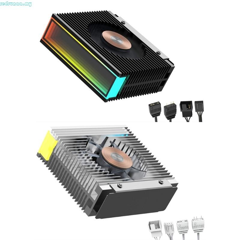 Jungle Leopard S50 – Refroidisseur SSD M.2 2280 Double Ventilateurs PWM ARGB, Radiateur Actif Avec RGB Synchronisé, Noir