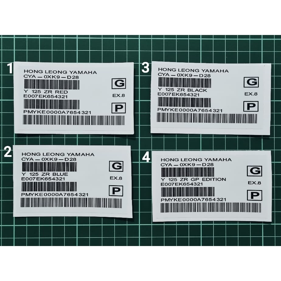 Sticker Barcode 125ZR / Y125Z YAMAHA Sticker Motor | Shopee Malaysia