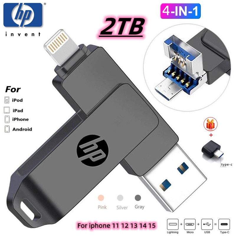 2TB USB 3.0 4-in-1 OTG flash drive metal waterproof high-speed 1TB ...