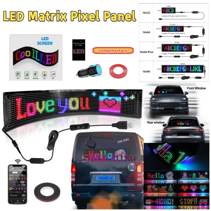 Scrolling Advertising LED Matrix Pixel Panel Sign USB 5V Bluetooth App ...