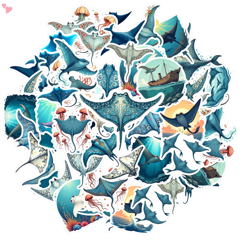 50Pcs Ocean Stickers, Coastal Stickers, Water Bottle Stickers, Vinyl Waterproof