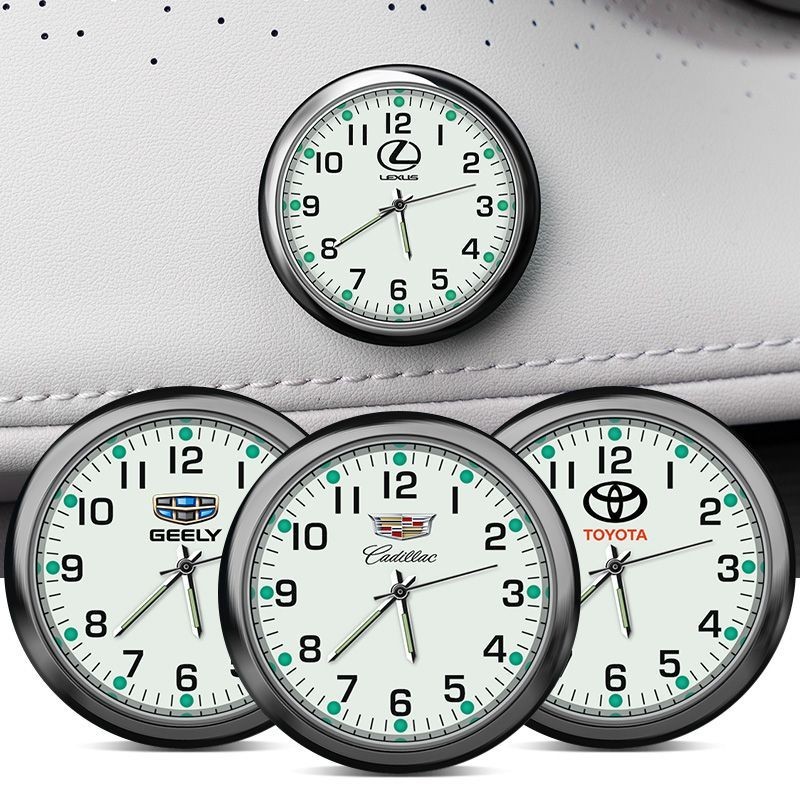 Luinous Ini Car Dashboard Round Quartz Clock Vehicle Interior Decoration Cigarette Lighter Plug Sku678000113a