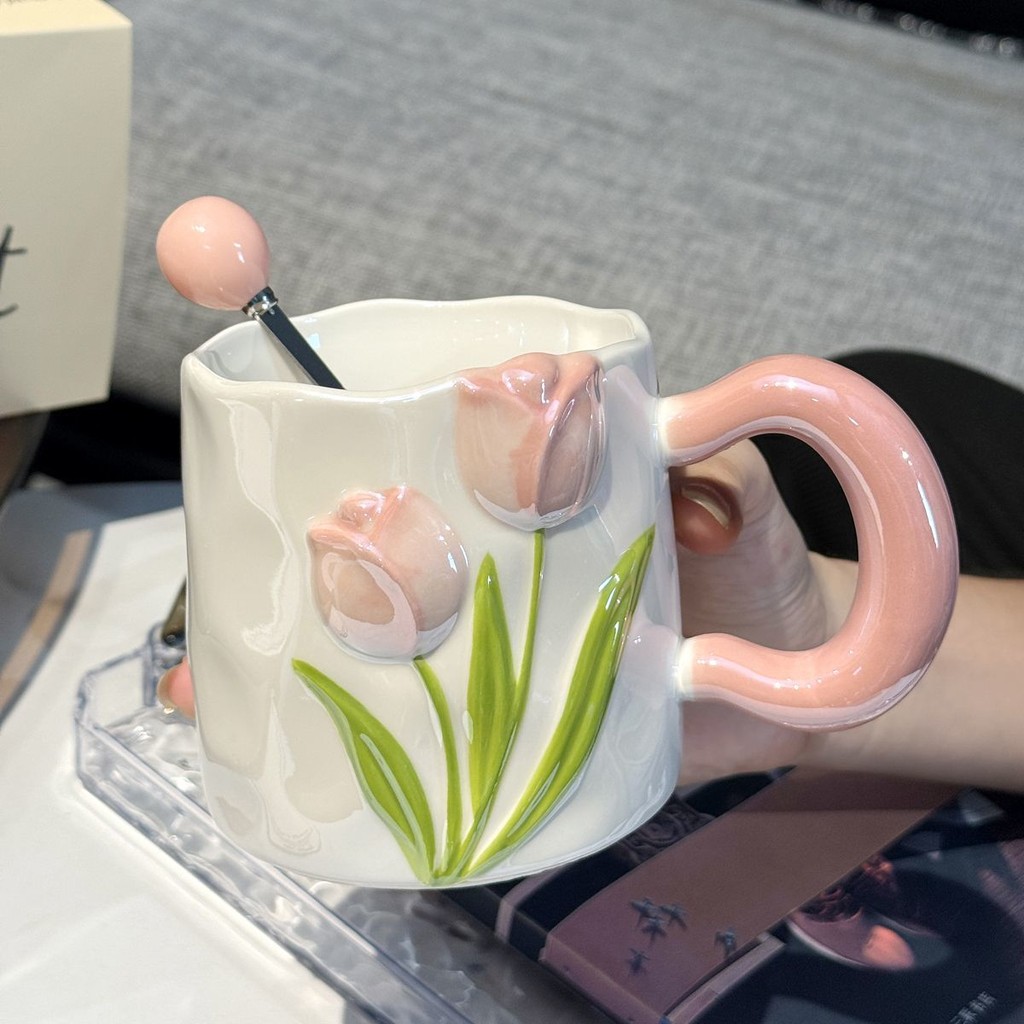 New Style Tulip High-value Ceramic Cup Household Creative Gift Box Mug ...