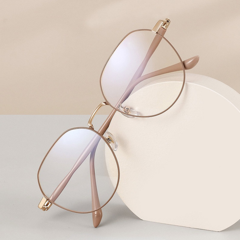 FL Eyewear Round Glasses Anti Blue Light Blocking Spec Minimalist Metal ...