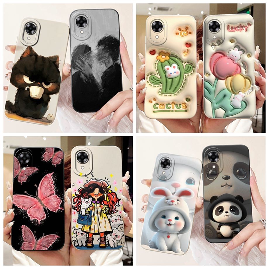 Custodia ILING Per Oppo A17/A17K, Silicone Colorato Con Protezione Fotocamera - Antiurto E Sottile, Donna (Nero)
