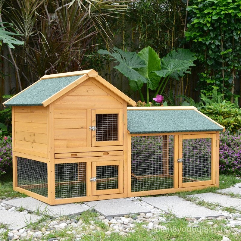 Outdoor Solid Wood Rabbit Cage Rabbit Nest House Villa Balcony ...