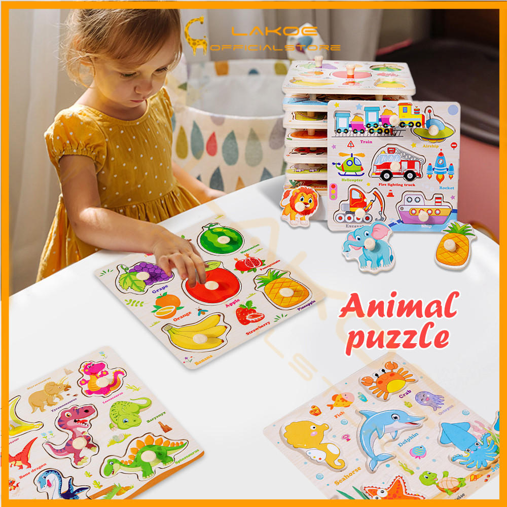 LAKOE Hand Grip Jigsaw Puzzle Board Hand Scratch Board Toy Wooden ...