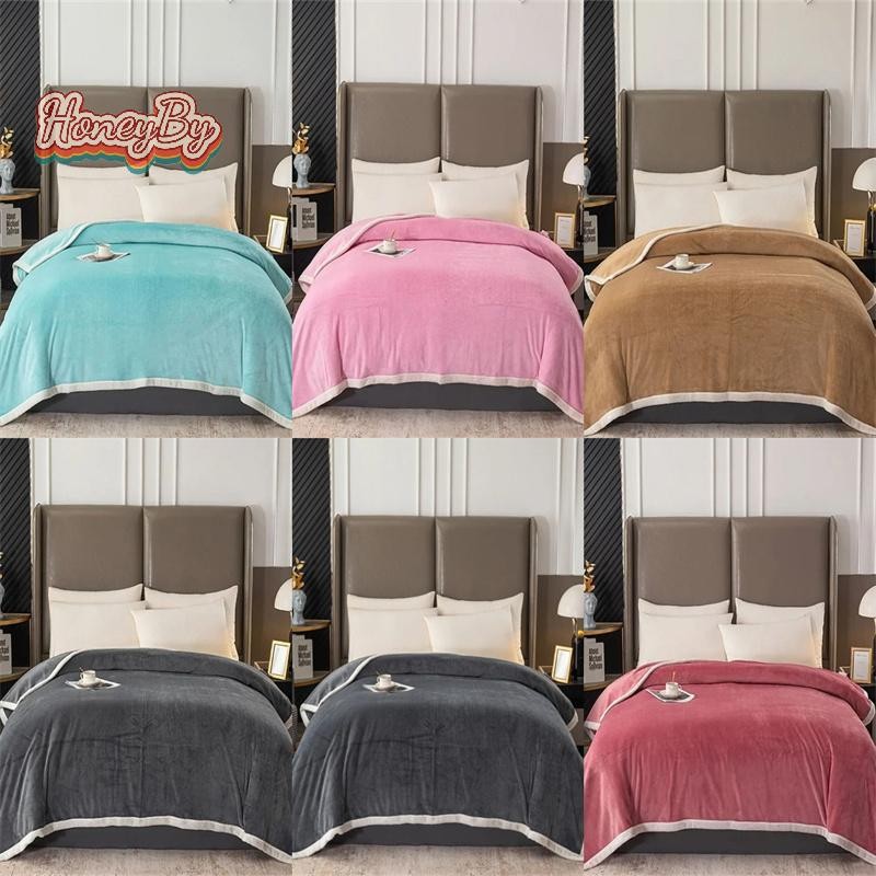 honeybird Thickened Solid Color Milk Fleece Blanket Winter Home Warming Blanket Air Conditioner Quilt Nap Blanket Bed Cover For Bedroom Nice Shopee Malaysia