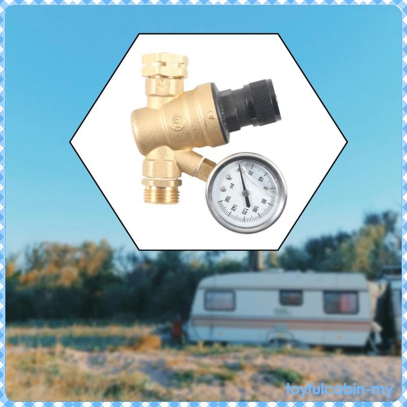 RV Water Pressure Regulator Handwheel Adjustment Oil Filled Gauge