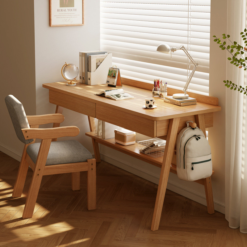 Public Simple Desk Solid Wood Legs Desktop Study Table Computer Bedroom ...