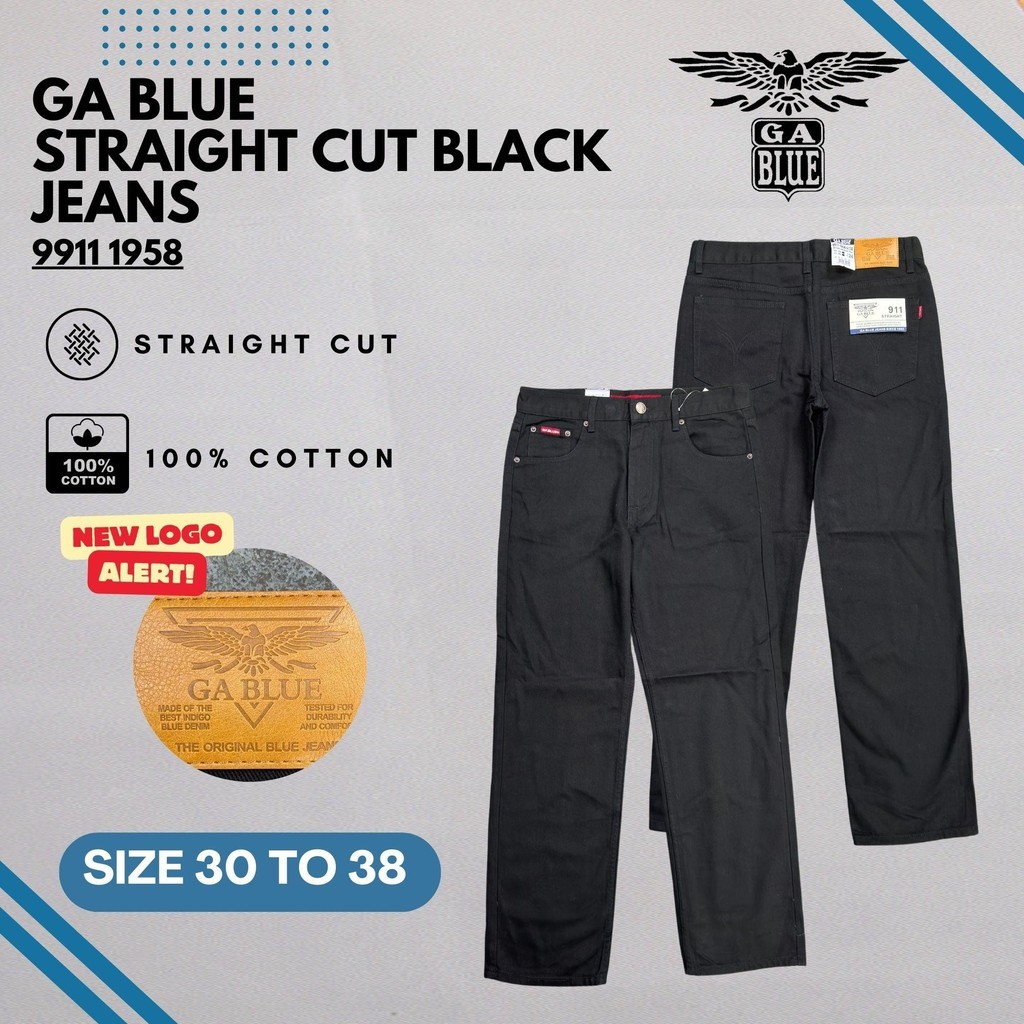 GA Blue Men's Straight Cut Jeans Normal Rise 100% Cotton 99111958 Black ...