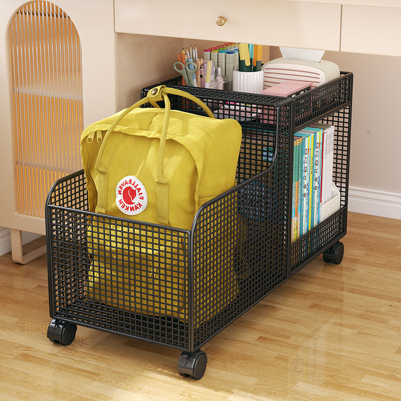 Movable under the table bag shelf storage basket bookshelf with wheeled ...