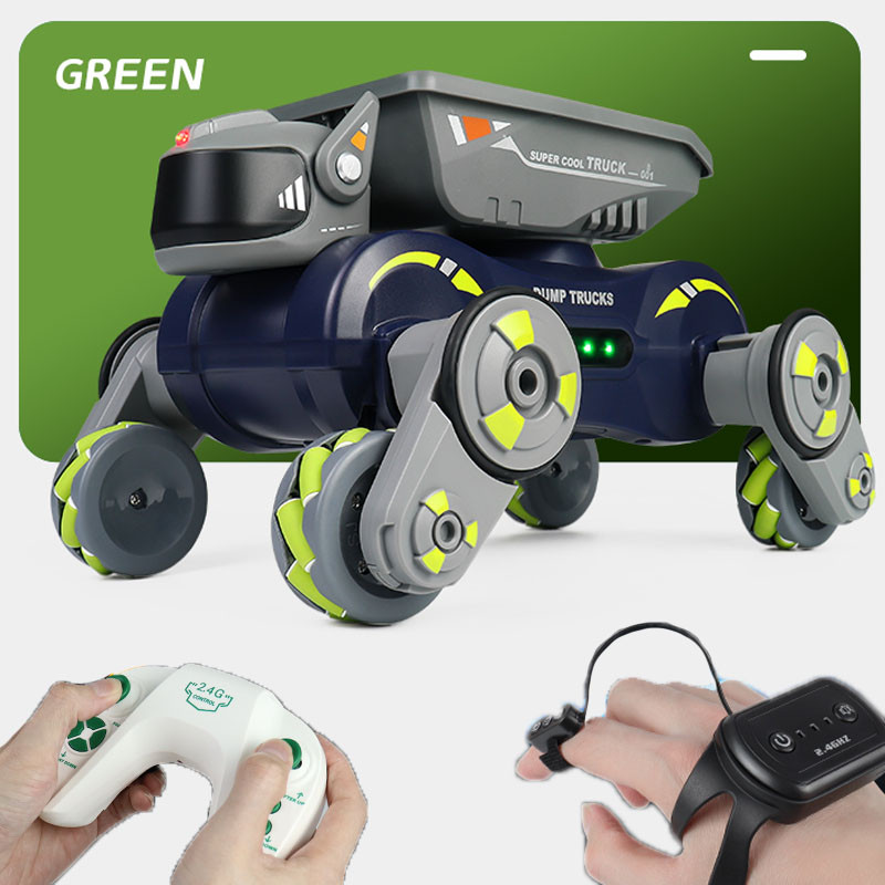 Rc Stunt Car 8-Wheel Mechanical Robot Dog with Lights Spray for Kids ...