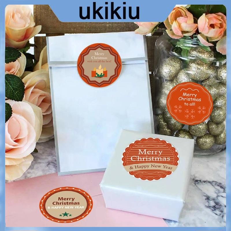 UKI 500pcs Merry Christmas Stickers 4 Designs Round Seal Labels for ...