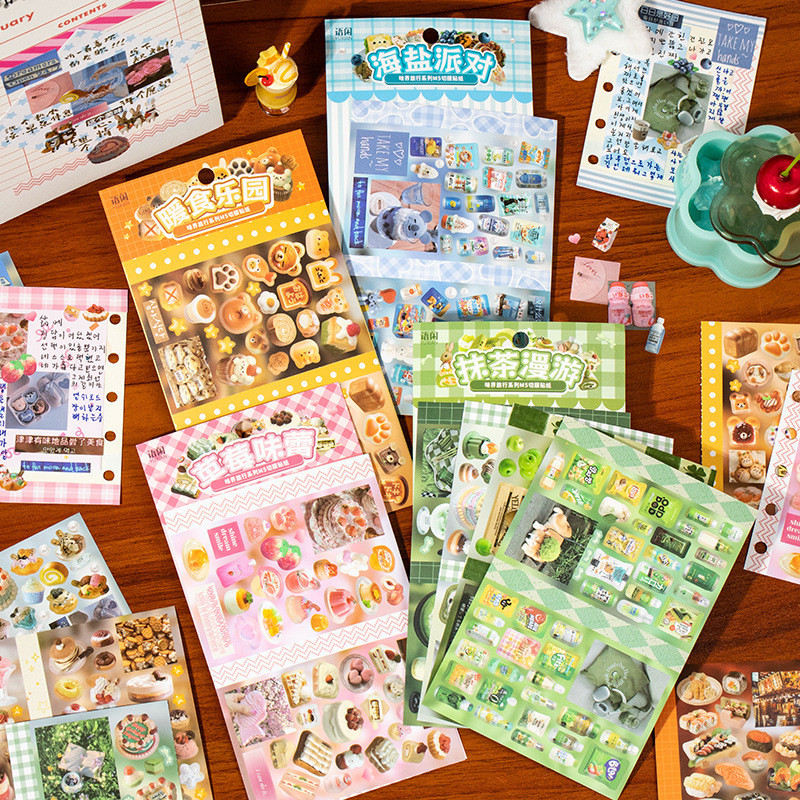 4 Sheets Vintage Scrapbooking Scrapbook Stickers Aesthetic Sticker Book ...