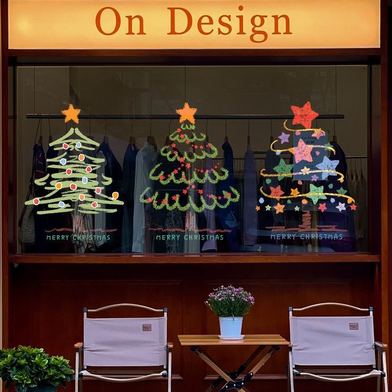 Santa Claus Tree Electrostatic Stickers Window Stickers Glass Door ...