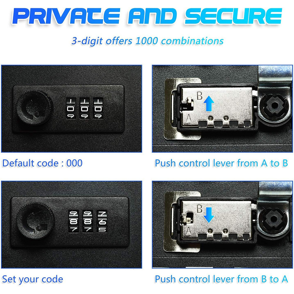 Combination Key Cabinet 20 Key Hooks Key Box Wall Mounted Key Cabinet ...