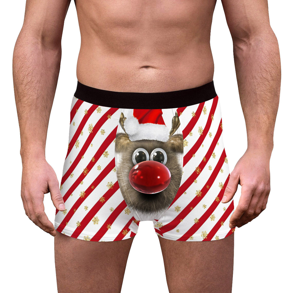 Christmas men's shorts Fun Santa print boxing shorts Underwear New Year ...