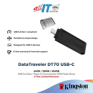 Kingston Pendrive Data Traveler 70 USB-C 3.2 Gen 1 Flash Drive Type-C OTG  (64GB/128GB/256GB)