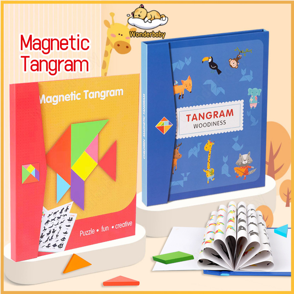 Wonderbaby Wood Magnetic Tangram Puzzle Geometric Shapes Tangram Jigsaw ...
