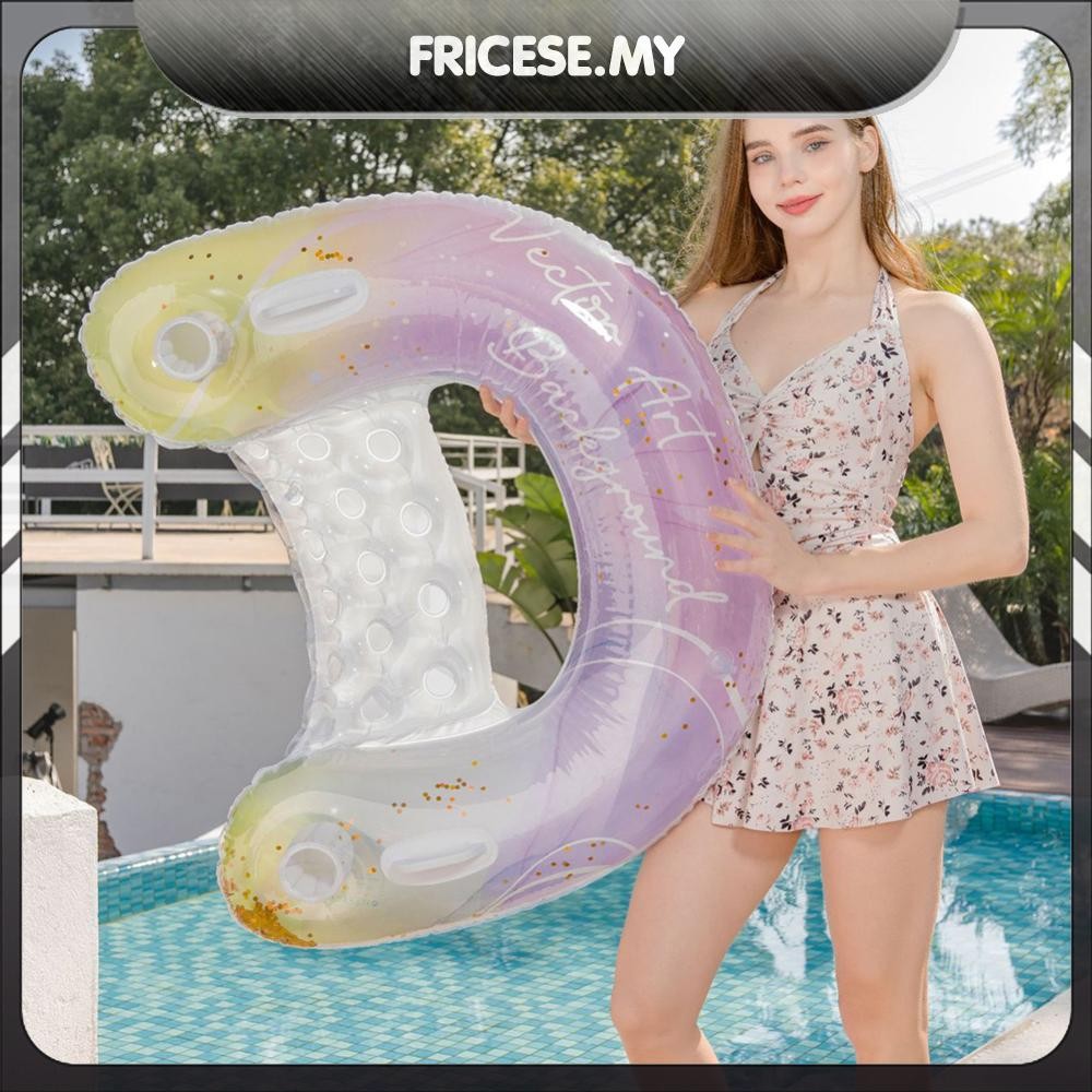 [Fricese.my] Glitter Sequin Inflatable Pool Float with Cup Holders Pool ...