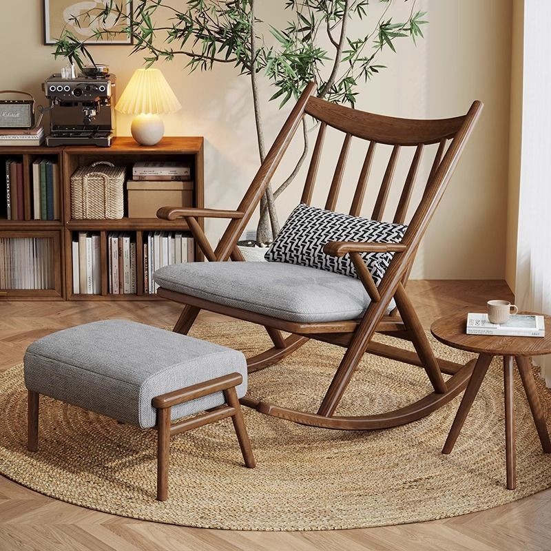 Nordic Solid Wood Rocking Chair Recliner Balcony Living Room Home ...