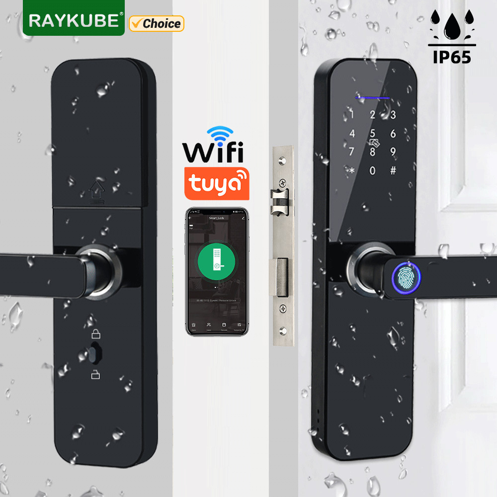 RAYKUBE F005 IP65 Waterproof Tuya Wifi Electronic Smart Door Lock With ...