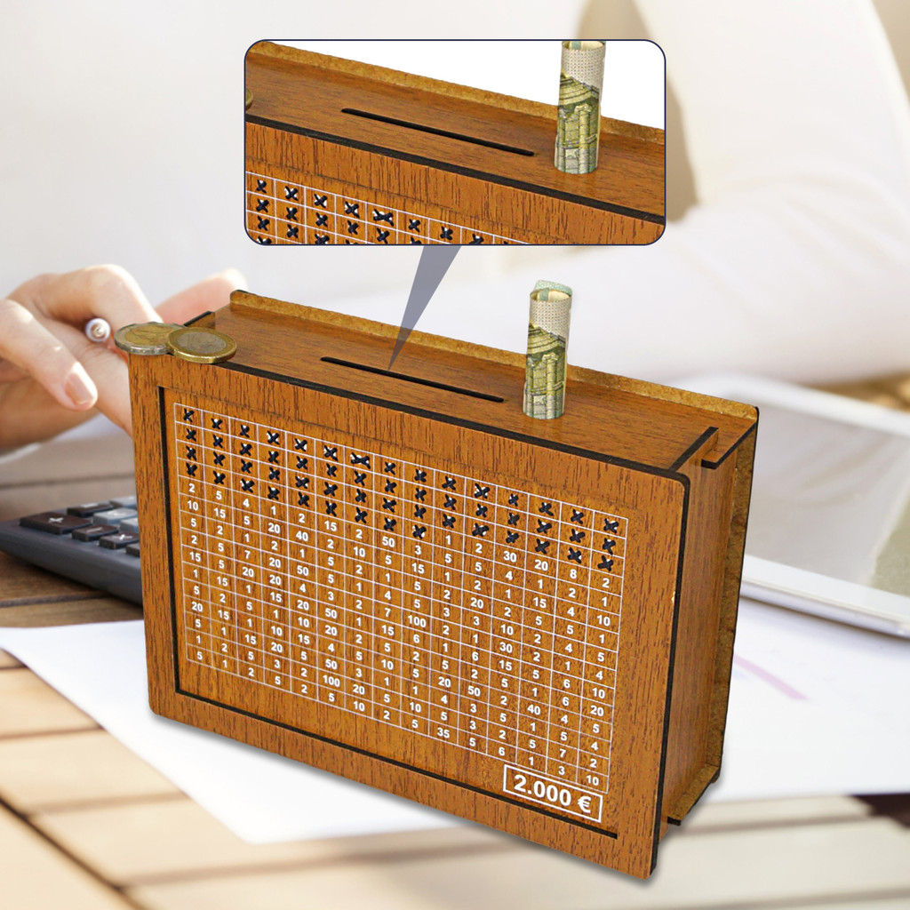 Wooden Money Box with Counter Reusable Piggy Bank Holiday Gift Home ...