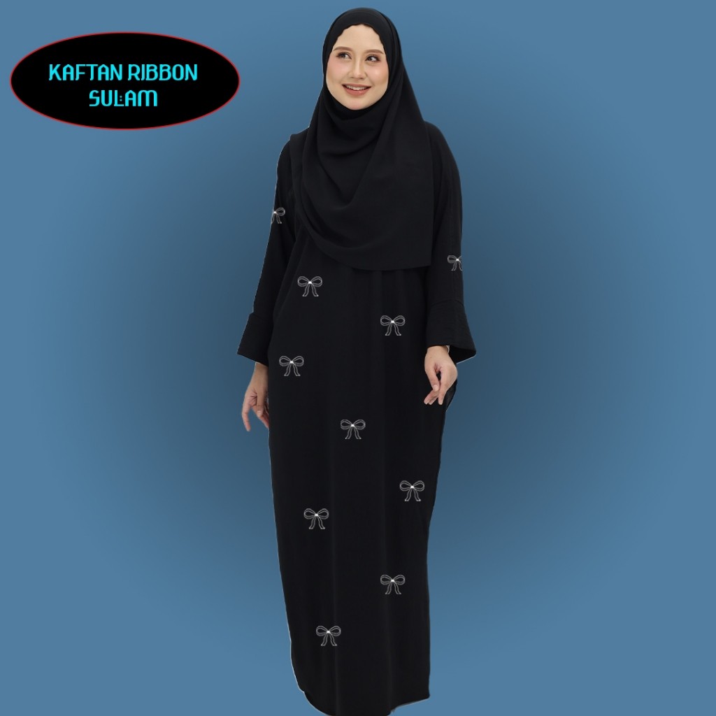 KAFTAN RIBBON SULAM IRONLESS | JUBAH KAFTAN SULAM CEY | Shopee Malaysia