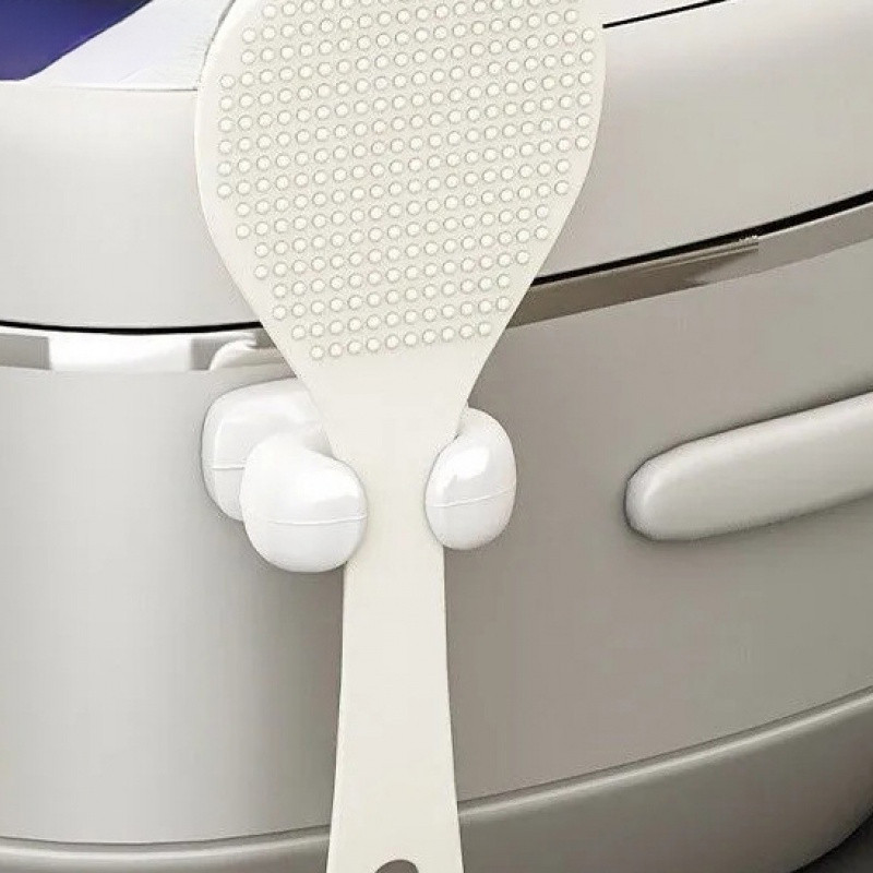 Portable Plastic Rice Scoop Automatic Open Close Dust Cover Tableware