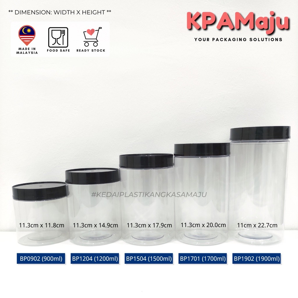 Balang Plastik (900ml, 1200ml, 1500ml, 1700ml, 1900ml) - Balang Kuih ...