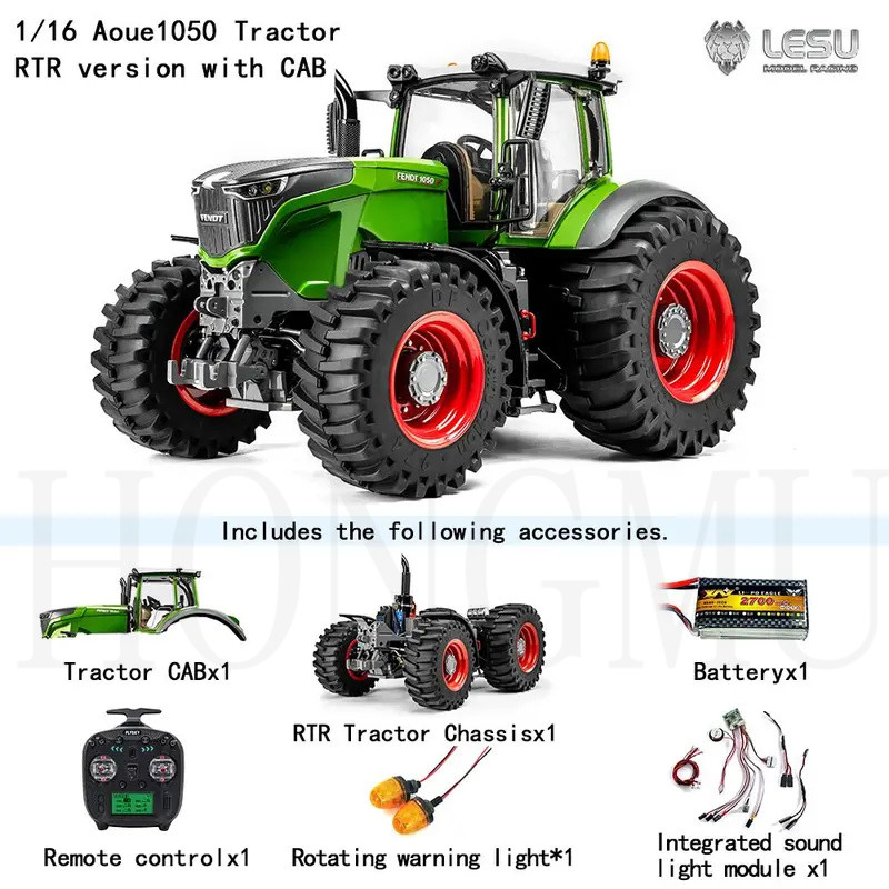 TOUCAN 1/16 RC Traktor - 4x4 Metall Chassis Mit Sound & Licht, RTR Fernsteuerung