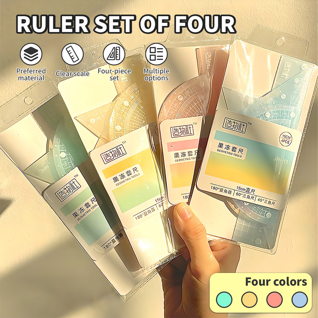4 In 1 Ruler Stationary Set Ruler triangle protractor Scale Set Kids ...