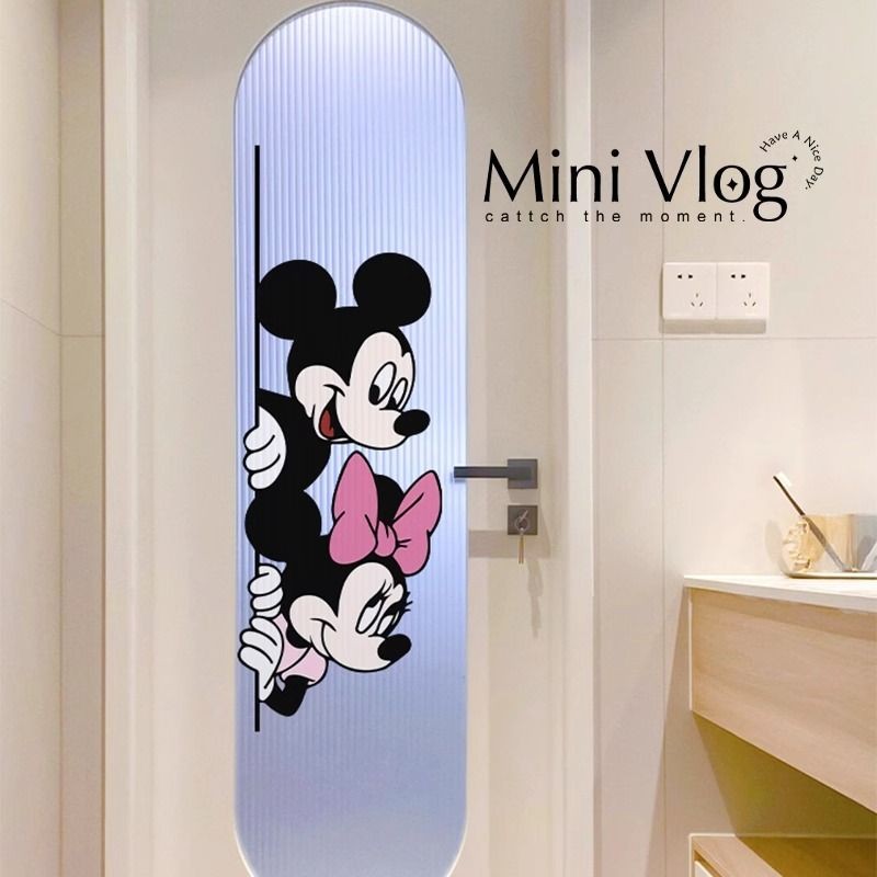 Cartoon Frosted Glass Sticker Household Bathroom Glass Door Sticker ...