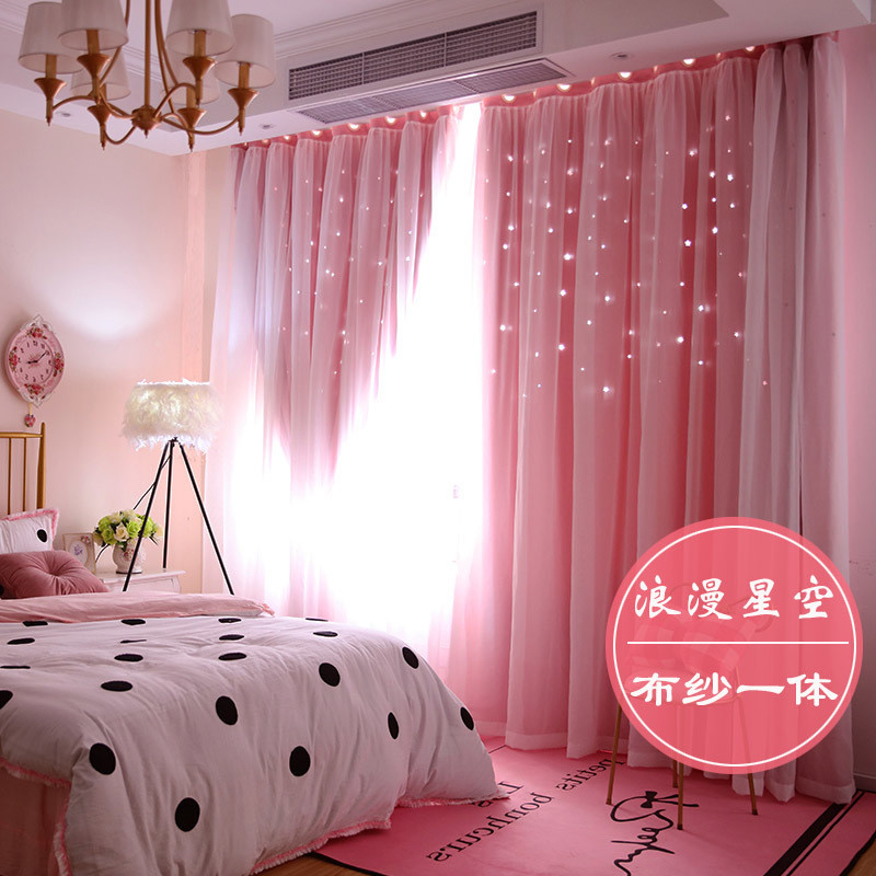 Bilik tidur langsir pelindung dua lapisan, angin, bintang berongga