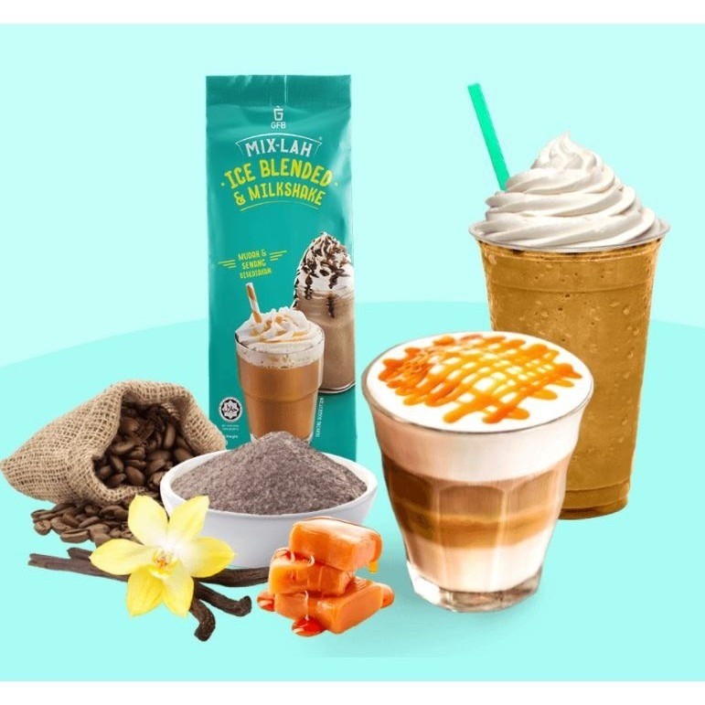 GFB MixLah Ice Blended Powder 1KG Ice Caramel Cappuccino Chocolate