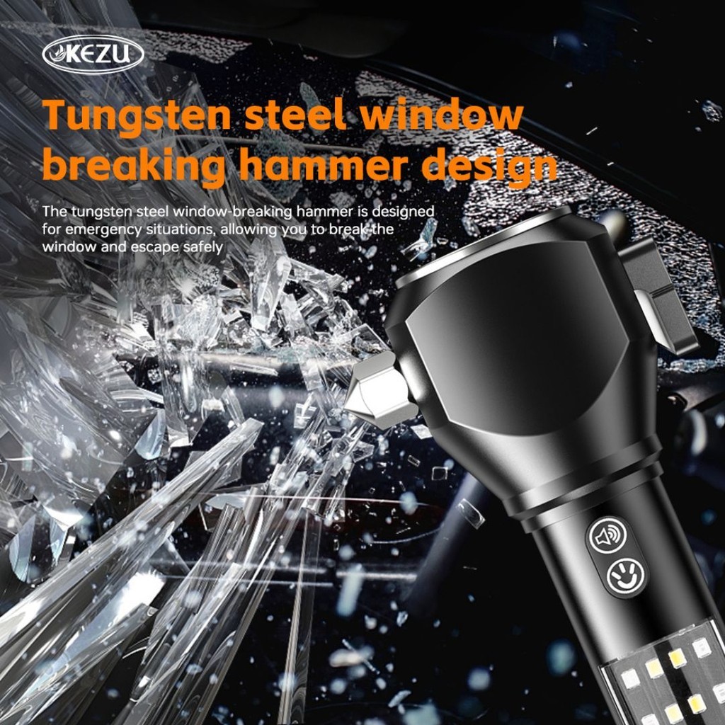 Latest Multi-Functional torchlight Car Safety Hammer Flashlight Fire ...