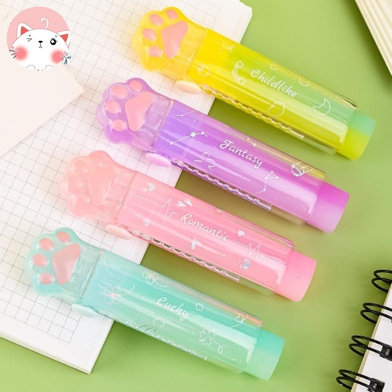 Jelly Color Pencil Erasers Cat Paw Rubber Erasers for School Writing ...