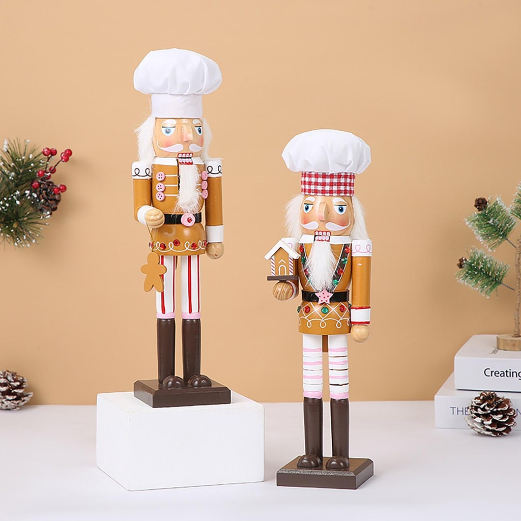 LULU Deer 15" King Nutcracker Ornament - Pink, Holding Christmas Tree, For Table & Fireplace Decor
