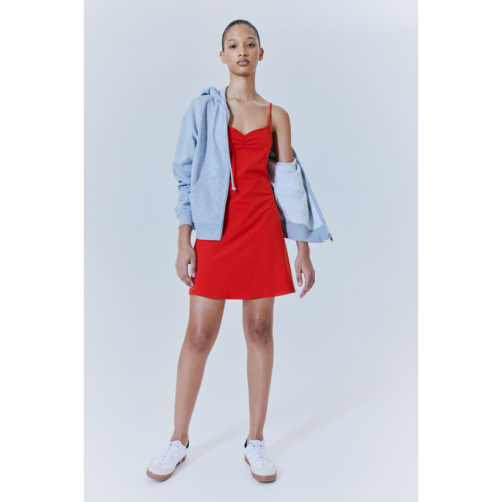 Flared-skirt jersey dress | Shopee Malaysia