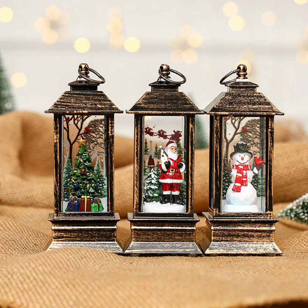 ALS Christmas Santa Lantern Wind Lights Merry Christmas Decoration LED ...